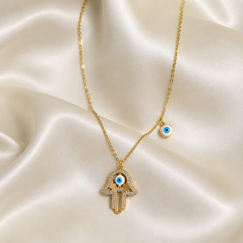 Hamsa Hand Evil Eye Necklace