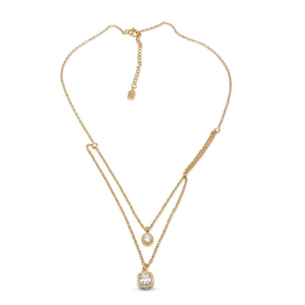 Celeste Double-Layer Crystal Pendant Necklace