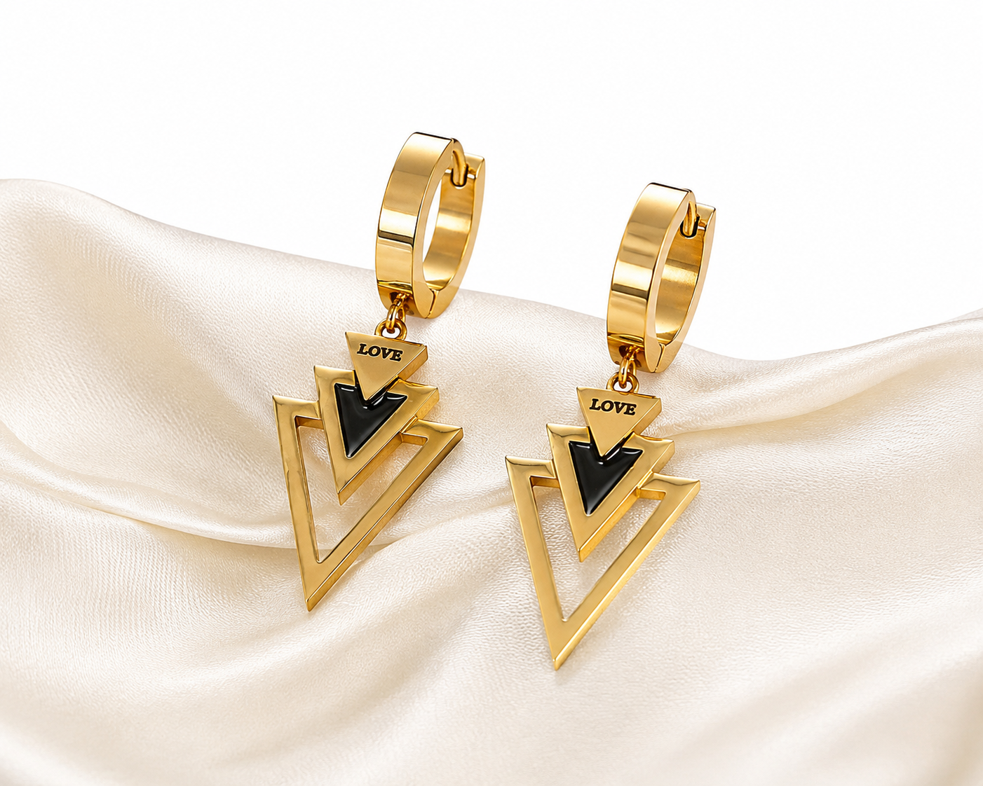 LOVE Geometric Triangle Drop Earrings
