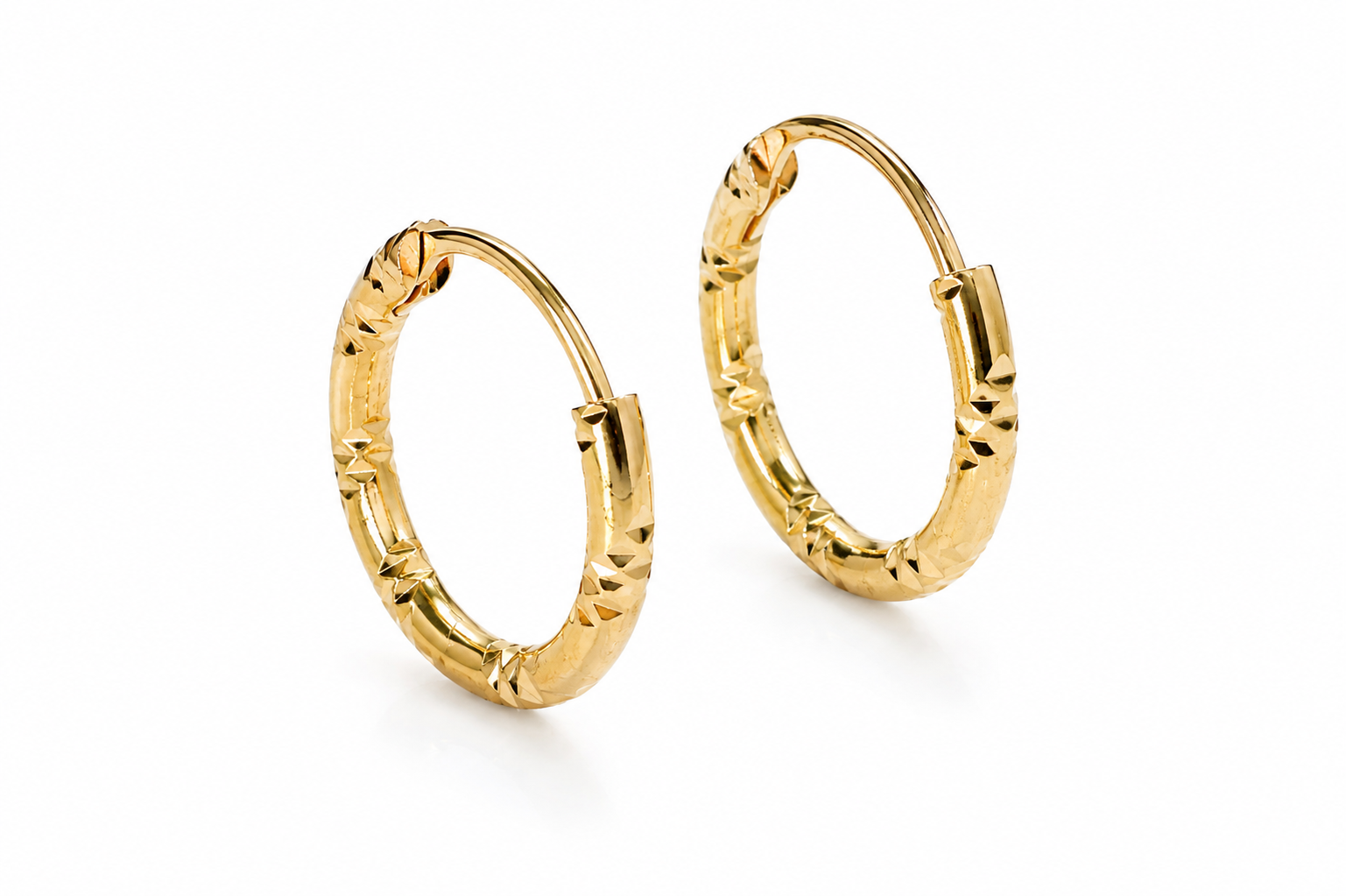 Diamond Cut Gold Hoop Earrings