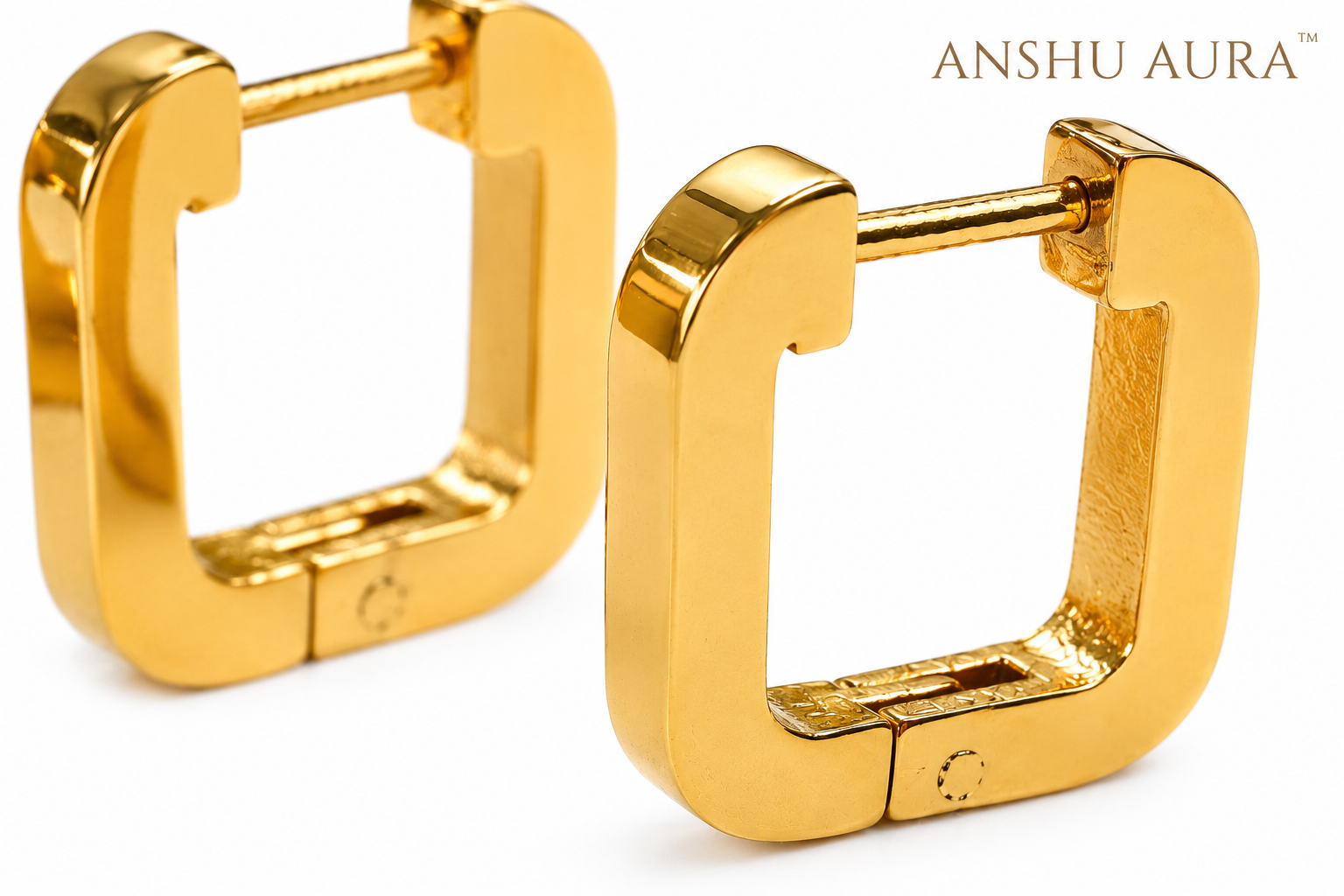 Gold Square Hoop Earrings