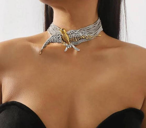 Premium gold and silver statement choker necklace