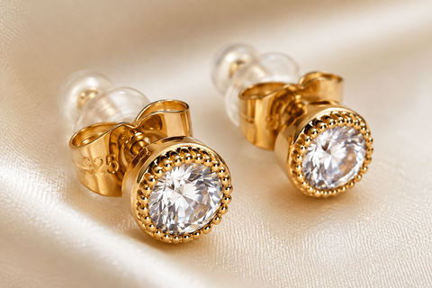 Gold Crystal Stud Earrings