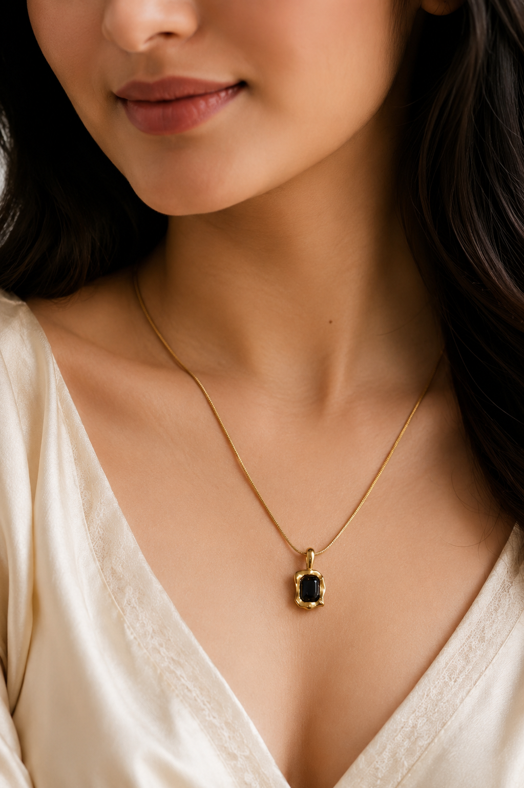 Black Onyx Gold Pendant