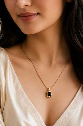 Black Onyx Gold Pendant