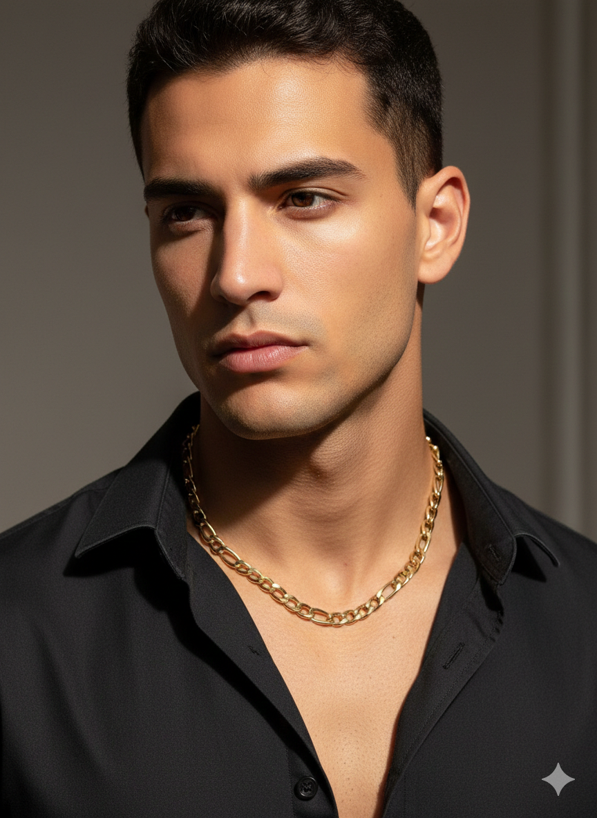 Anshuaura™ Signature 18K Gold-Plated Figaro Chain – Premium Luxury Edition