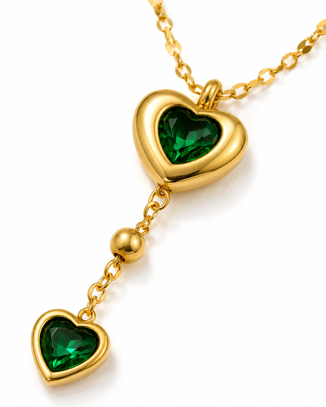 Emerald Heart Drop Necklace