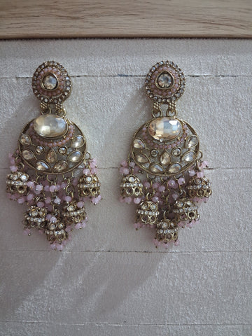 Anshu Aura Designer Kundan Jhumka Earrings with Premium Stone & Bead Work (Multiple Colors)