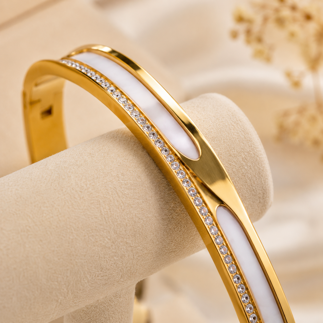 Celestial Pearl Crystal Gold Bracelet