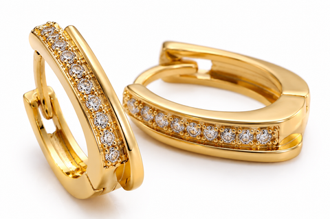 Elegant Pavé Gold Hoop Earrings