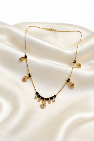 Black Bead Drop Necklace