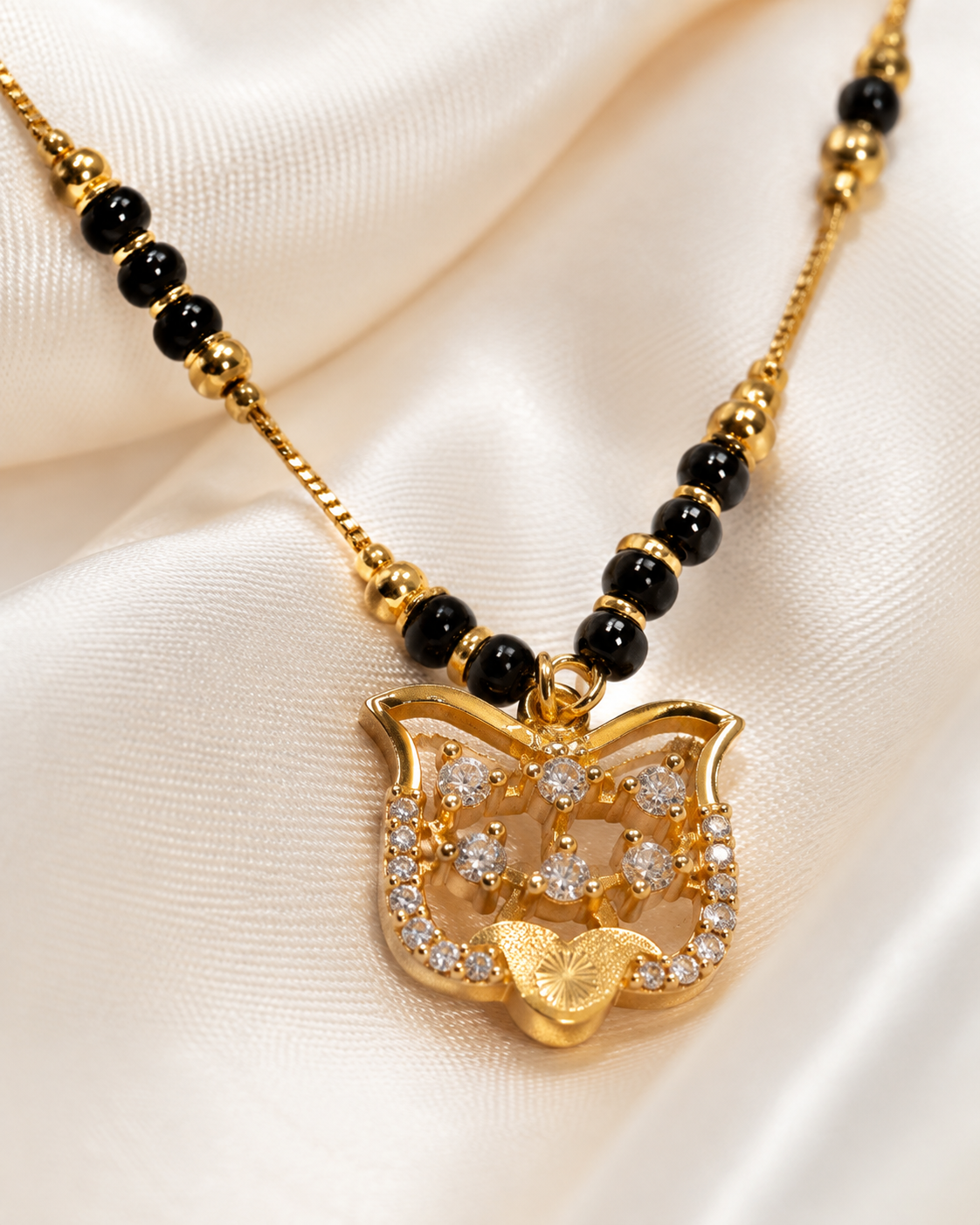 Elegant Black Beaded Gold Mangalsutra