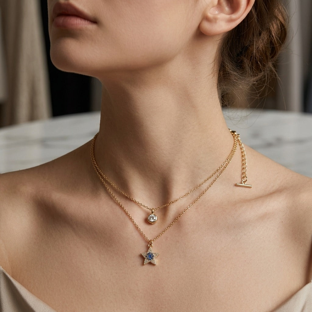 Celestial Star Double Layer Pendant Necklace