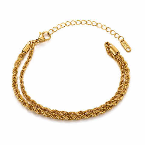 Gold-Plated Twisted Rope Anklet for Women | Adjustable Chain | Elegant Everyday Wear