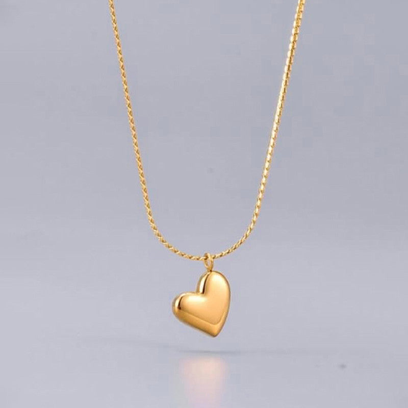 Infinite Love: 18K Gold Plated Minimalist Puffy Heart Anti-Tarnish Necklace