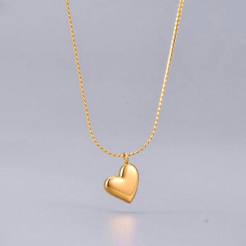 Infinite Love: 18K Gold Plated Minimalist Puffy Heart Anti-Tarnish Necklace