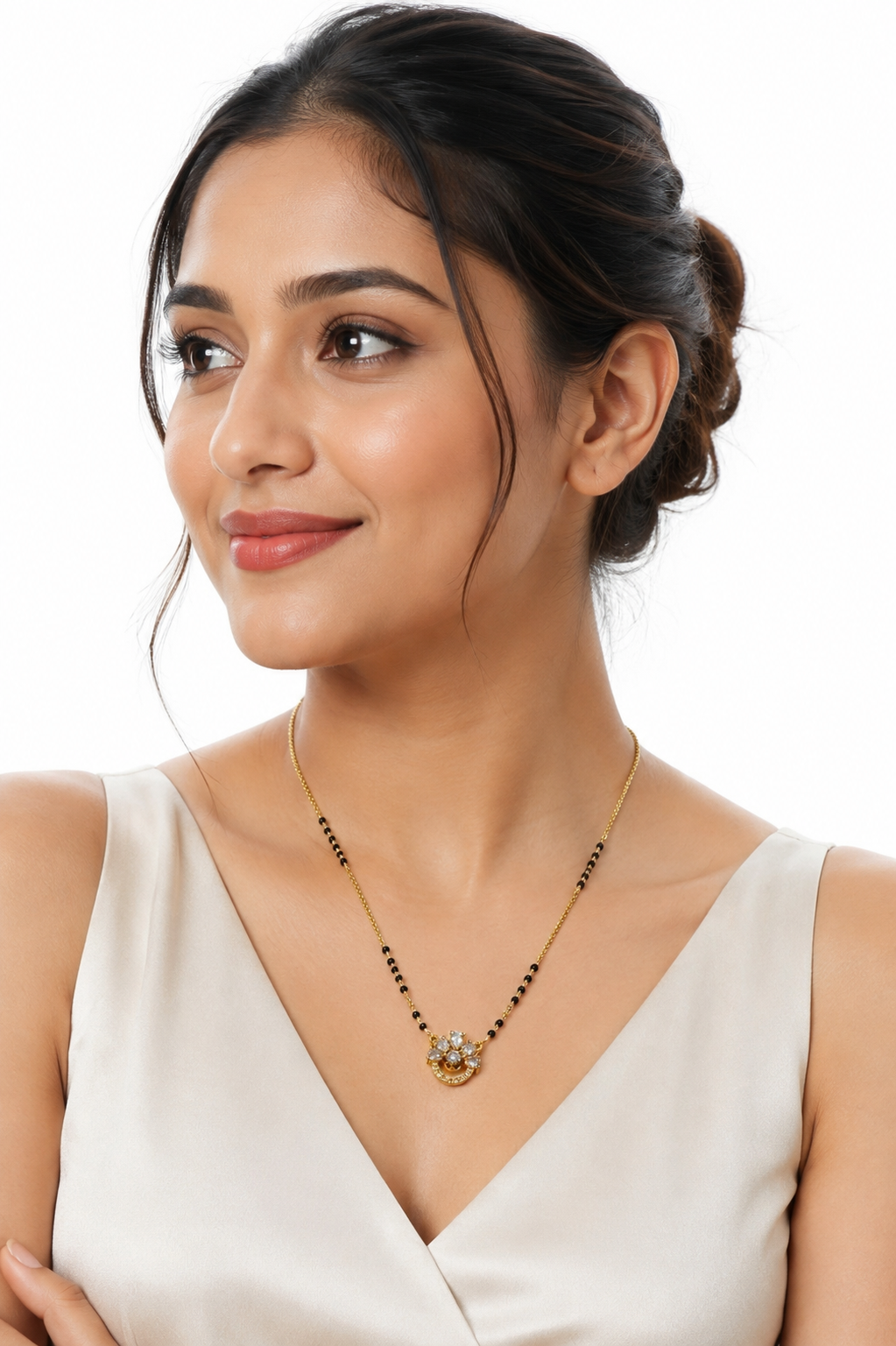 Elegant Floral Diamond-Cut Mangalsutra