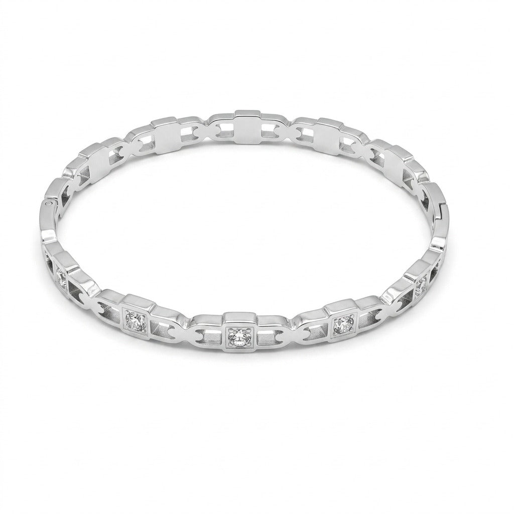 Silver-Tone Geometric Crystal