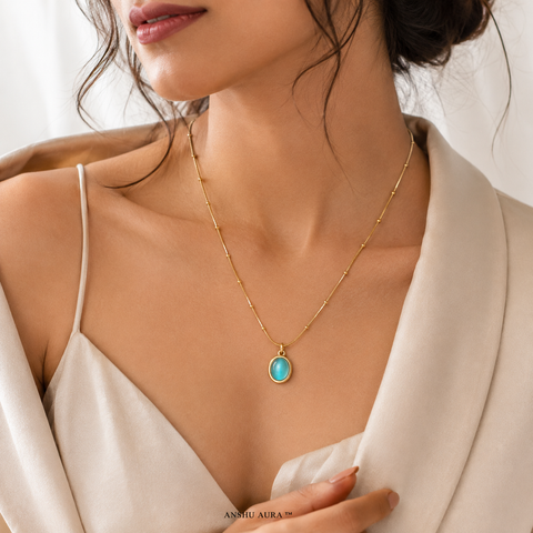 Aqua Elegance Gold Pendant Necklace