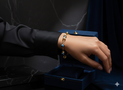 Aura Shield: Slim Twisted Cable Evil Eye Bracelet