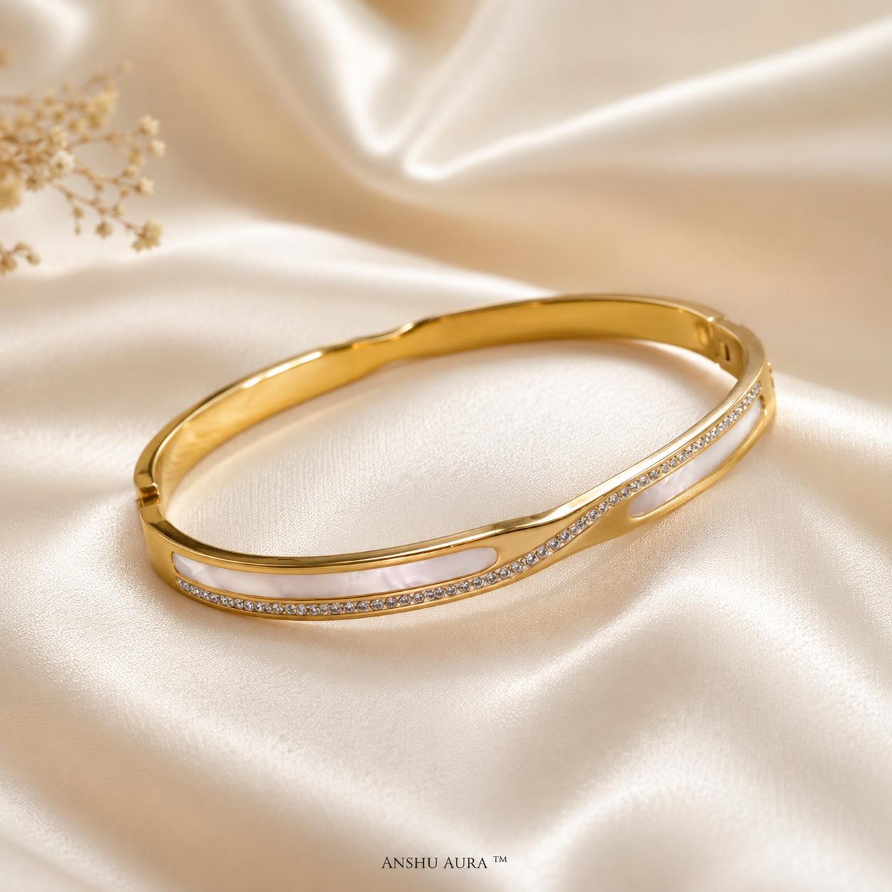 Celestial Pearl Crystal Gold Bracelet
