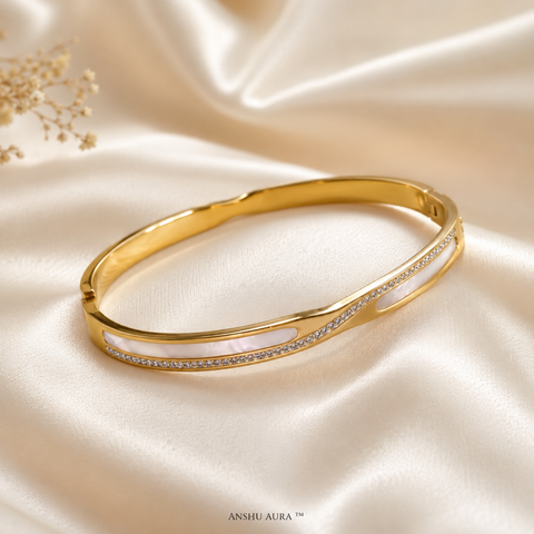 Celestial Pearl Crystal Gold Bracelet