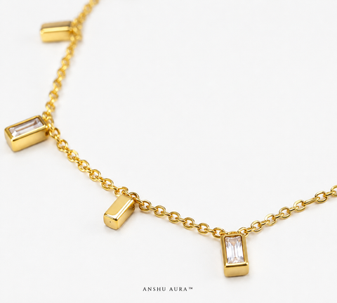 Golden Baguette Charm Necklace
