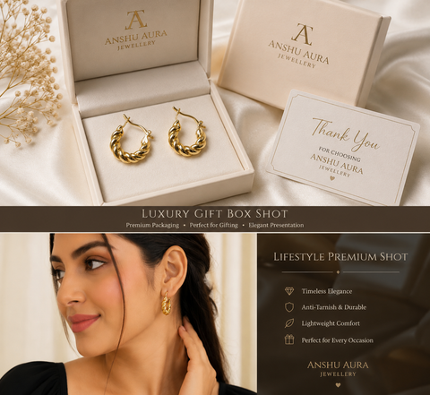 Twisted Gold Hoop Earrings