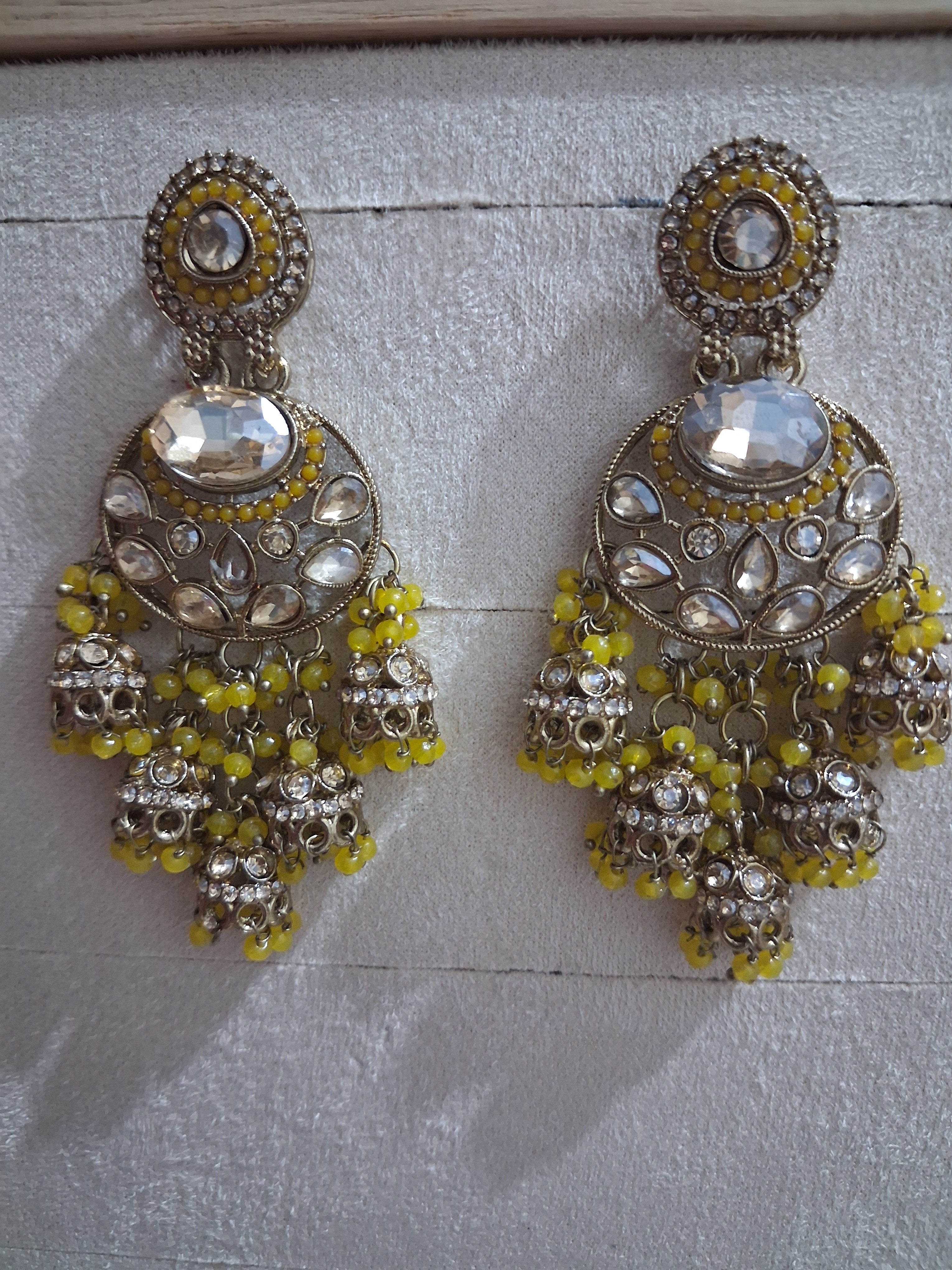 Anshu Aura Designer Kundan Jhumka Earrings with Premium Stone & Bead Work (Multiple Colors)