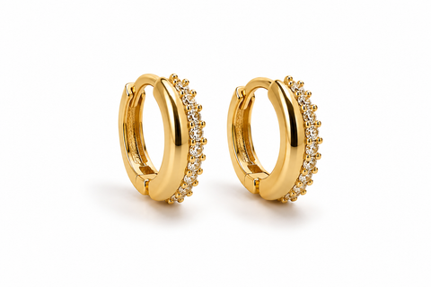 Celeste Crystal Mini Hoop Earrings – Gold