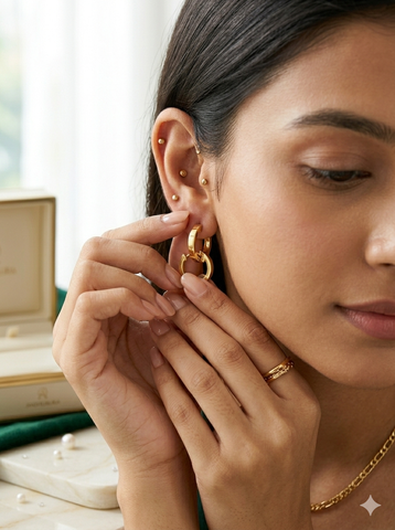 Aura Interlocking 18K Gold Plated Luxury Hoop Earrings