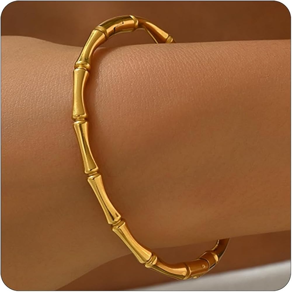 18k gold plated Bomboo style statement bracelets