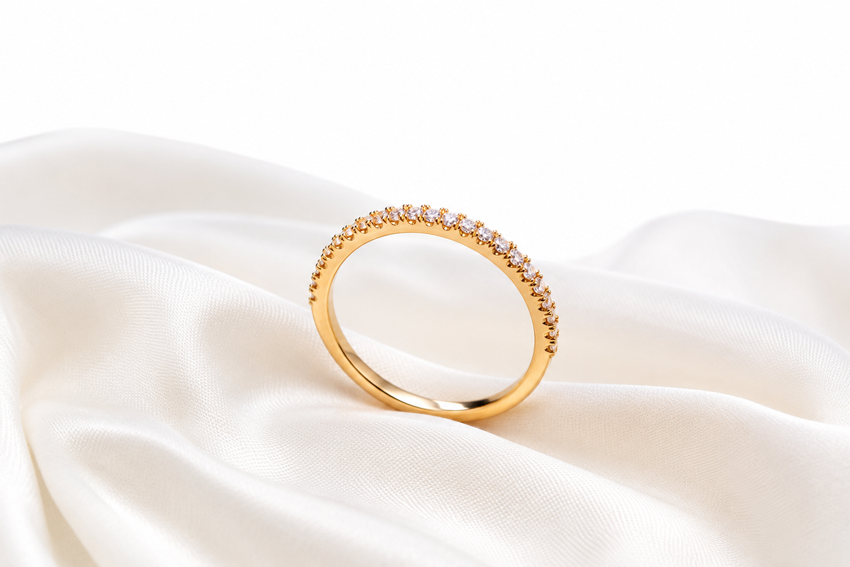 Elegant Gold-Tone Pavé Crystal Ring