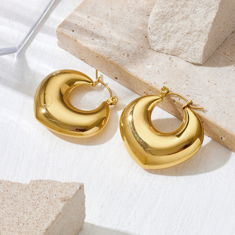 Aurora Chunky Gold Croissant Hoop Earrings - Anti-Tarnish Lifestyle Wear