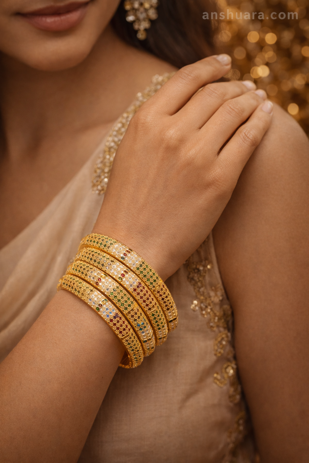 AnshuAura Royal Heritage Gold Bangles Set