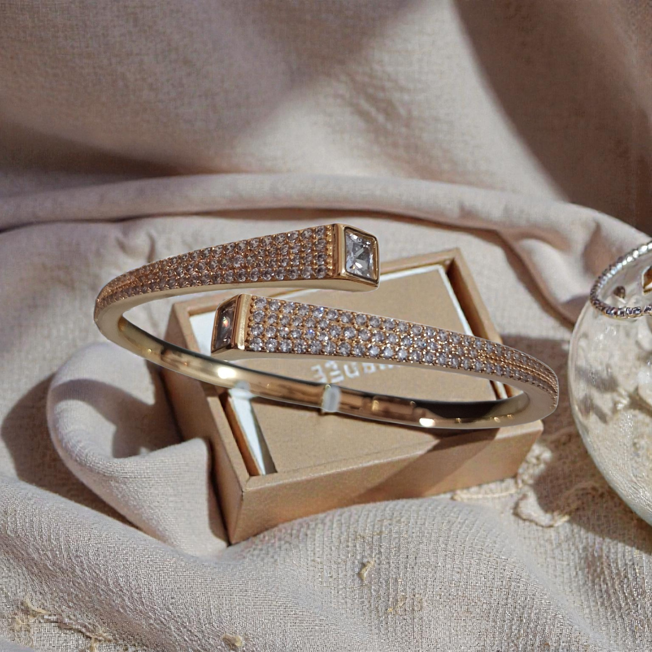 Aurora Glint Pave-Set Bypass Bangle