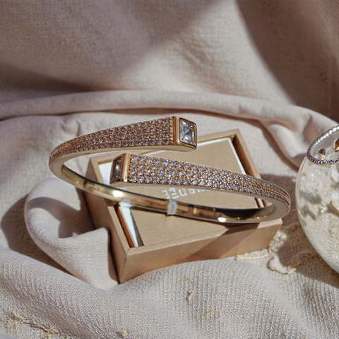 Aurora Glint Pave-Set Bypass Bangle