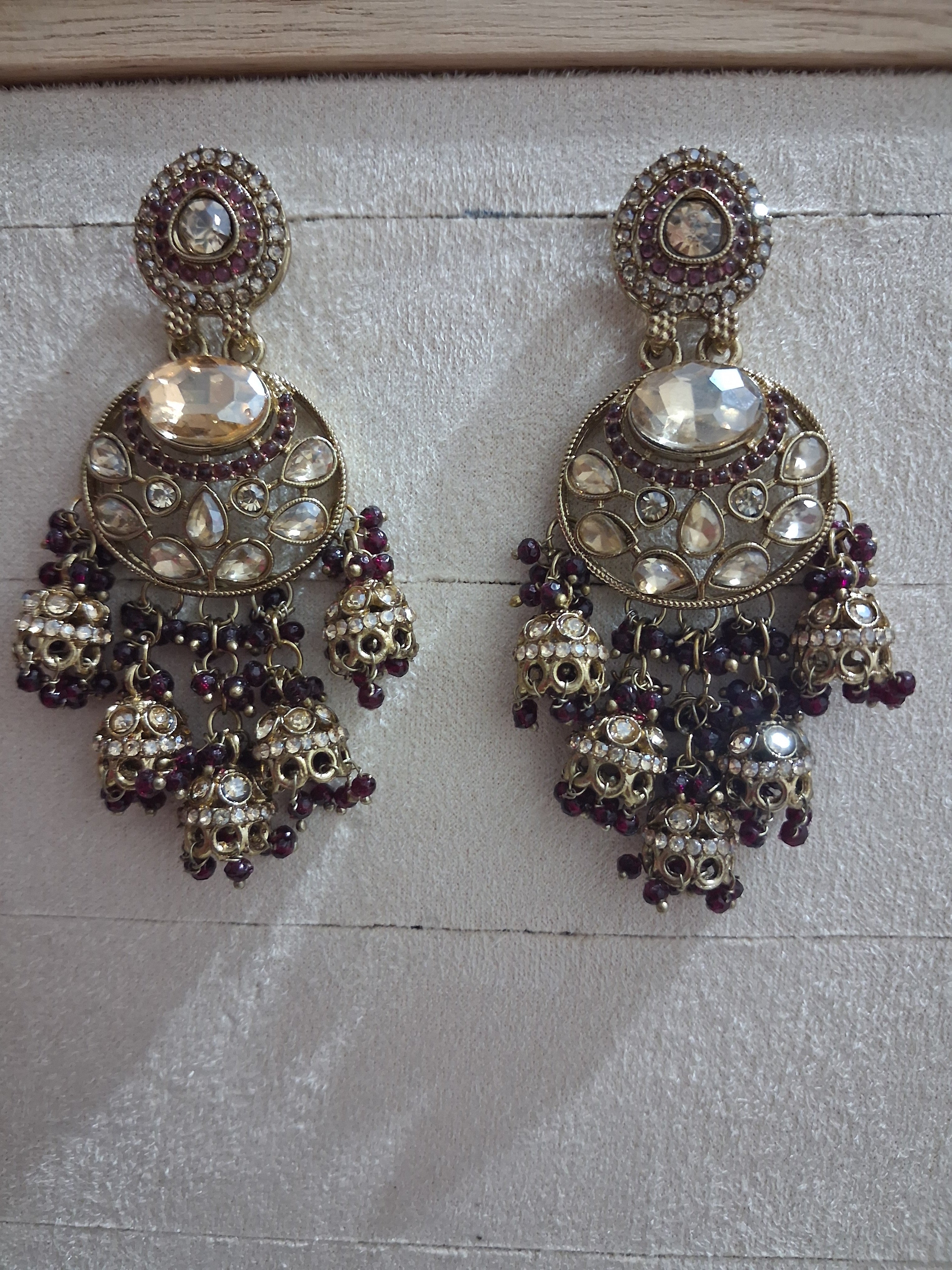 Anshu Aura Designer Kundan Jhumka Earrings with Premium Stone & Bead Work (Multiple Colors)