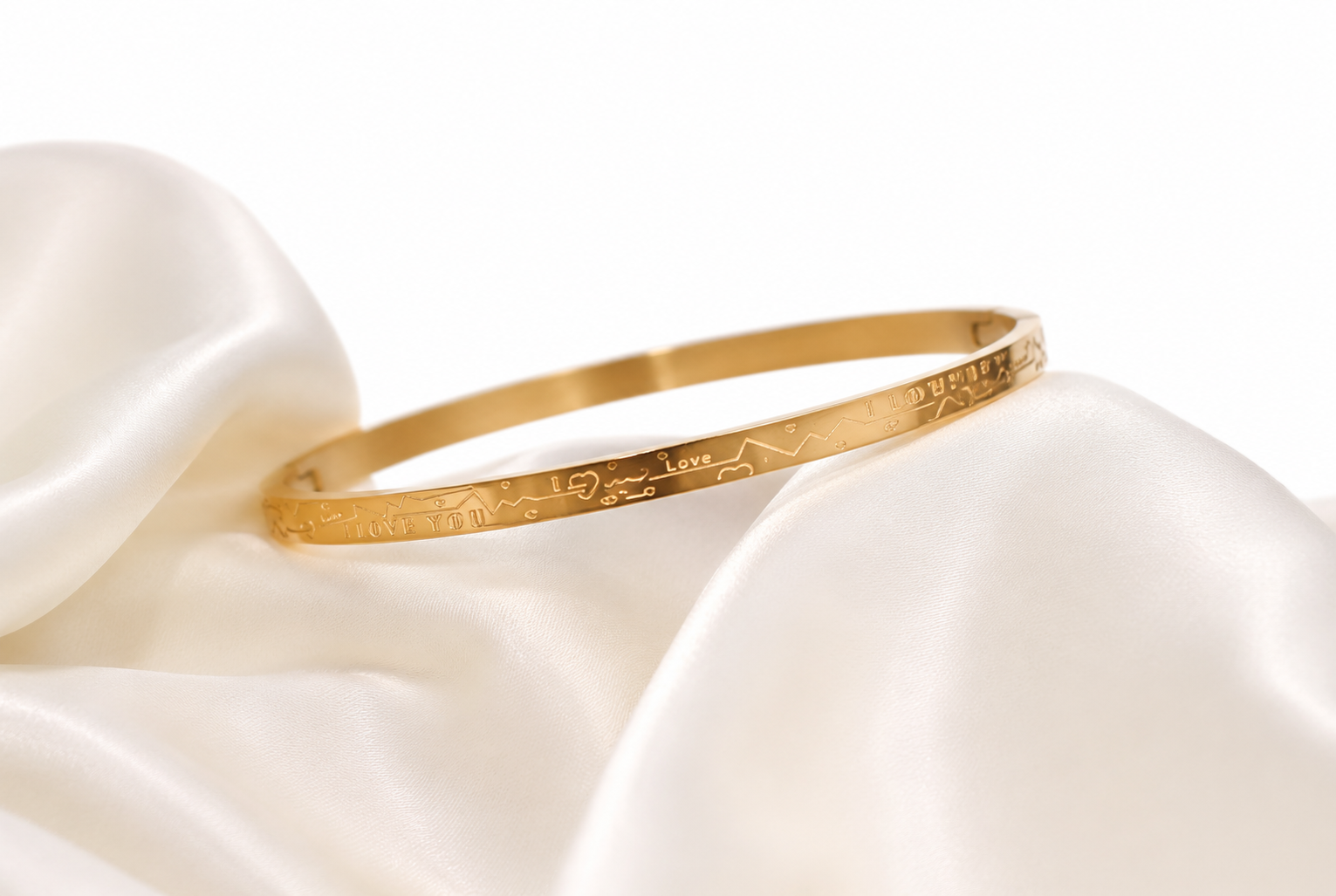 Love Engraved Gold Bangle