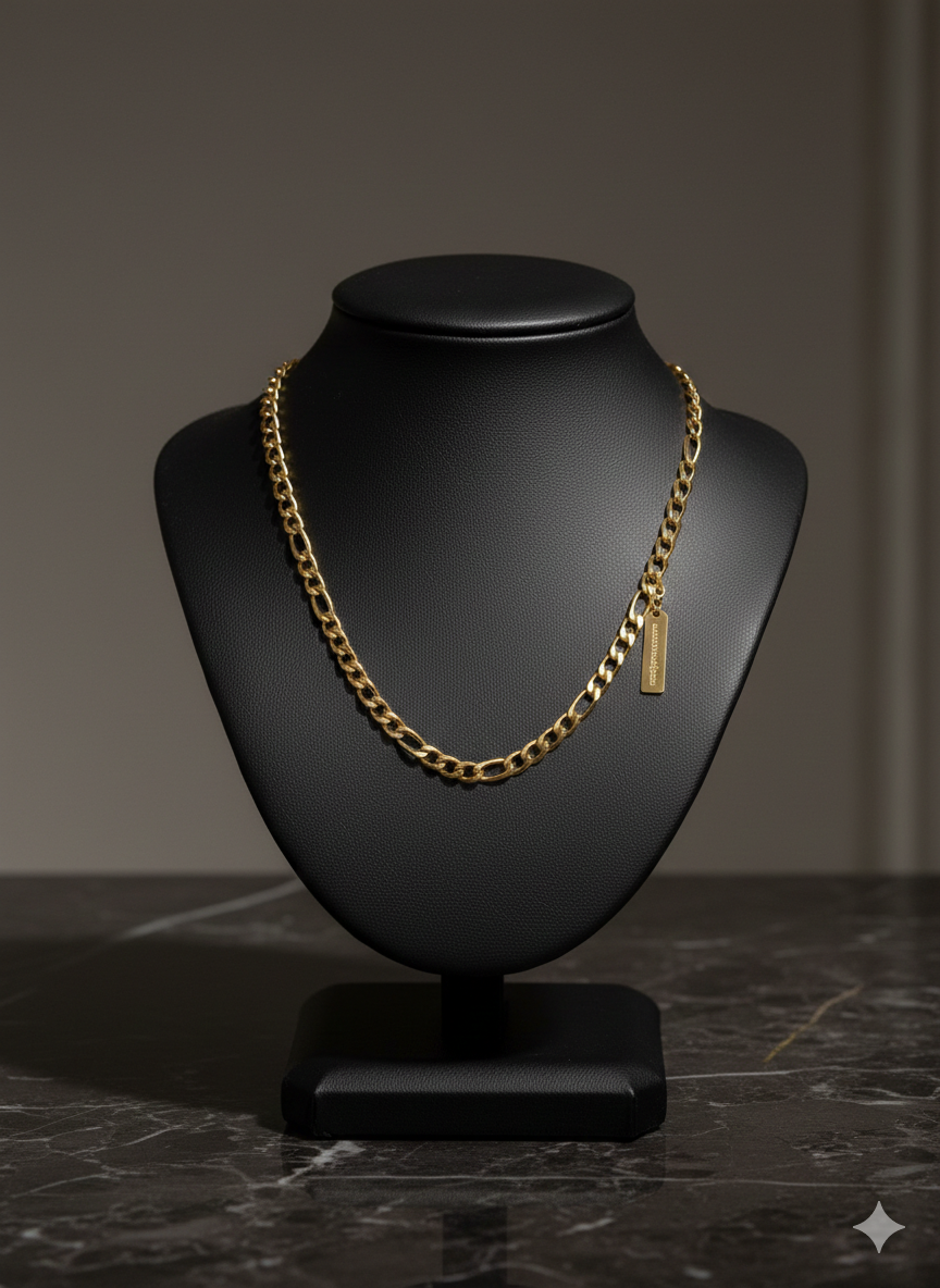 Anshuaura™ Signature 18K Gold-Plated Figaro Chain – Premium Luxury Edition