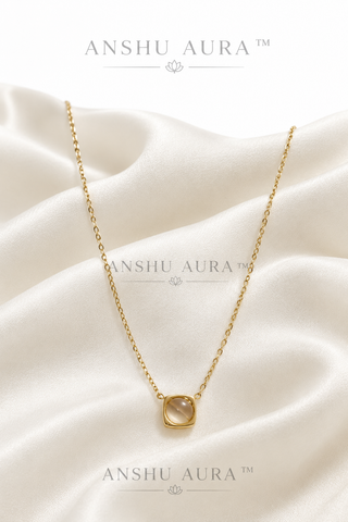 Square Stone Gold Pendant Necklace