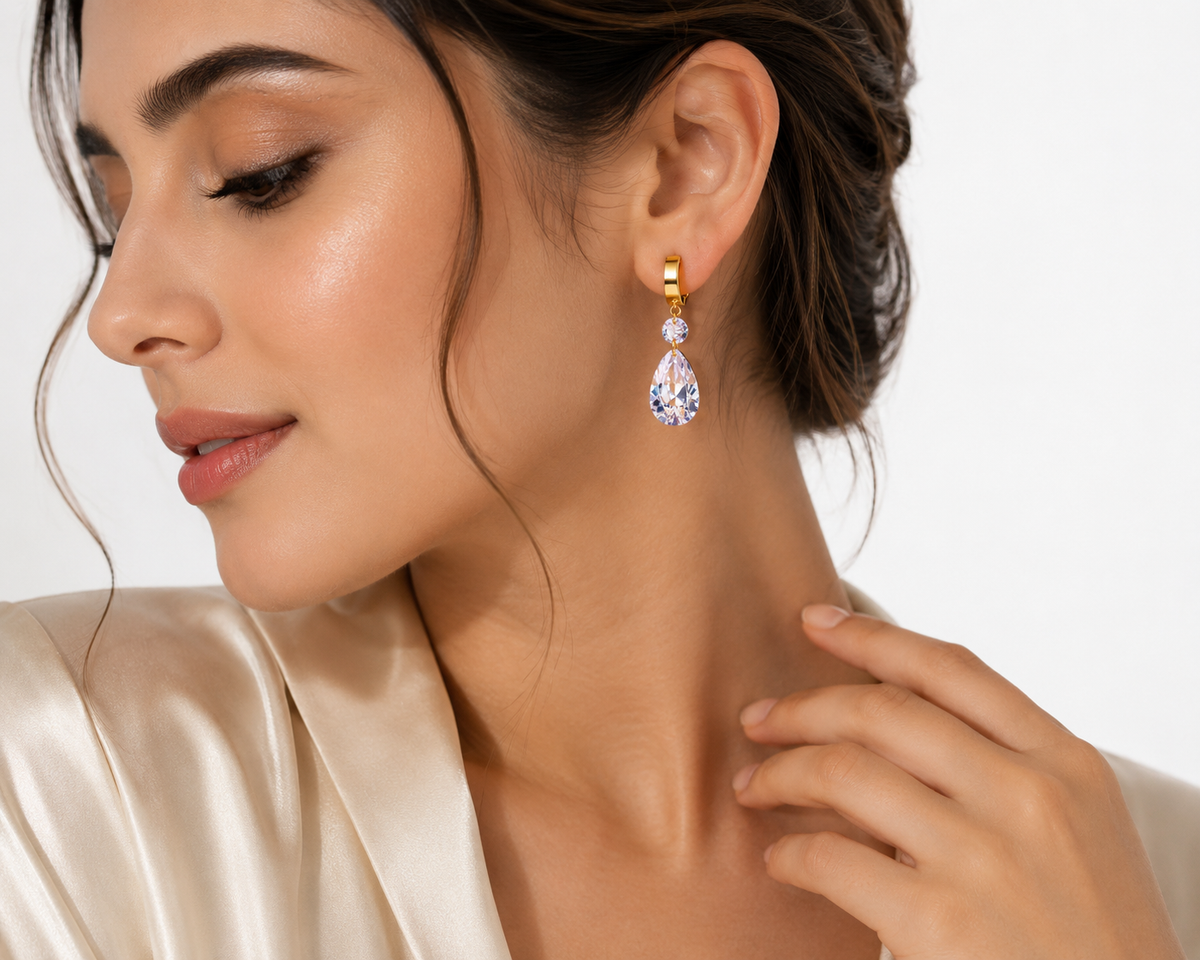 Crystal Drop Hoop Earrings