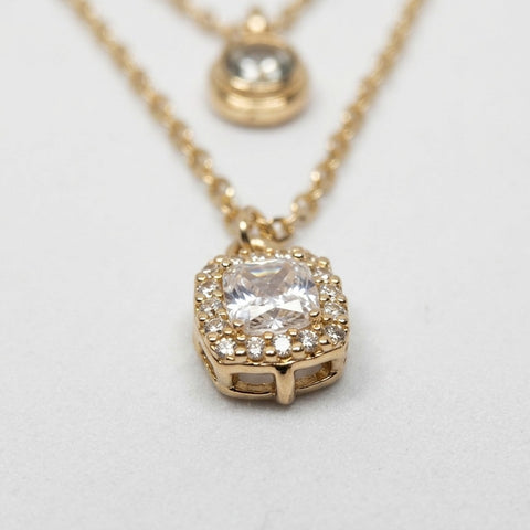 Celeste Double-Layer Crystal Pendant Necklace