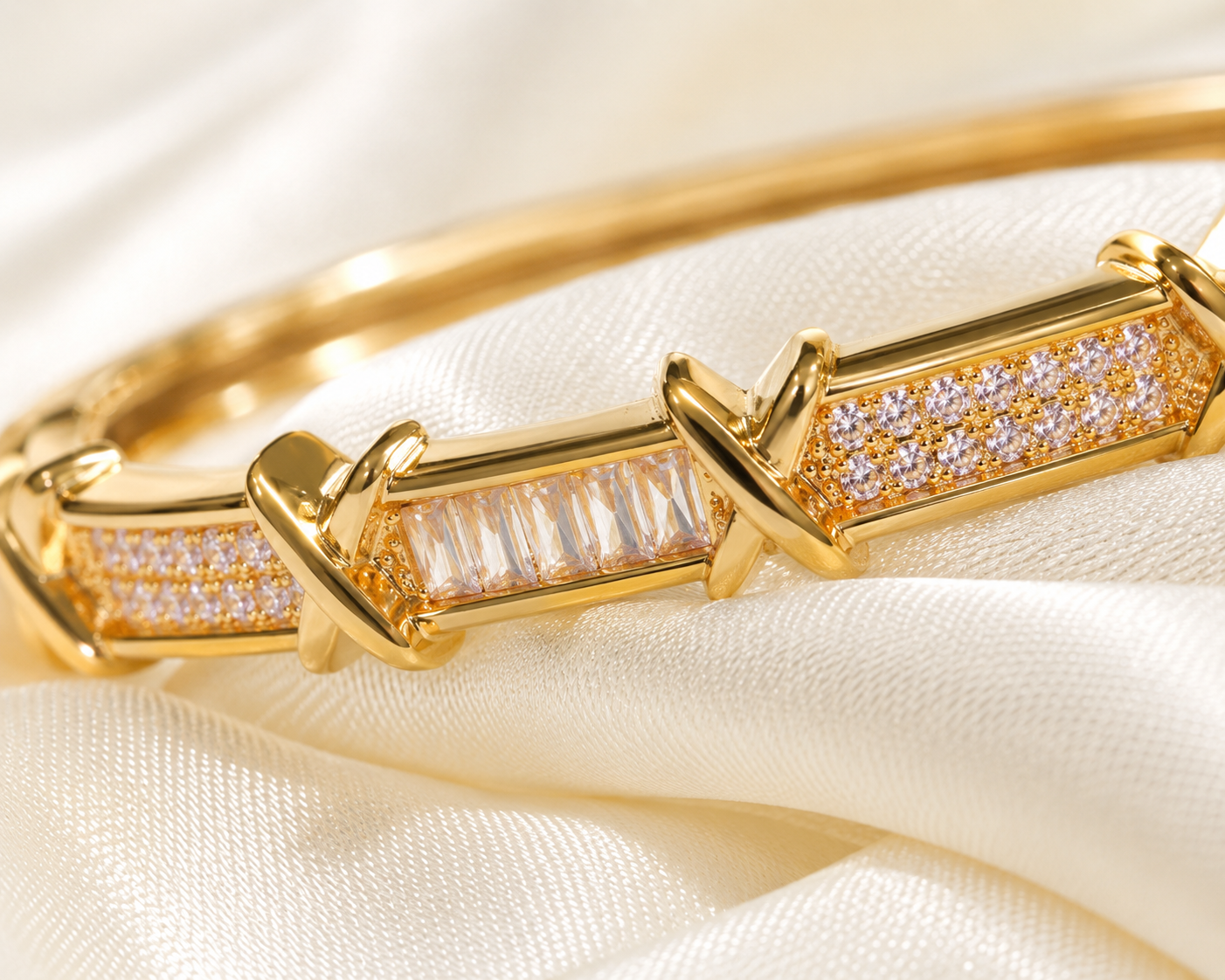 Luxury Gold Plated Crystal Cuff Bracelet