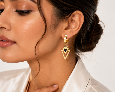 LOVE Geometric Triangle Drop Earrings