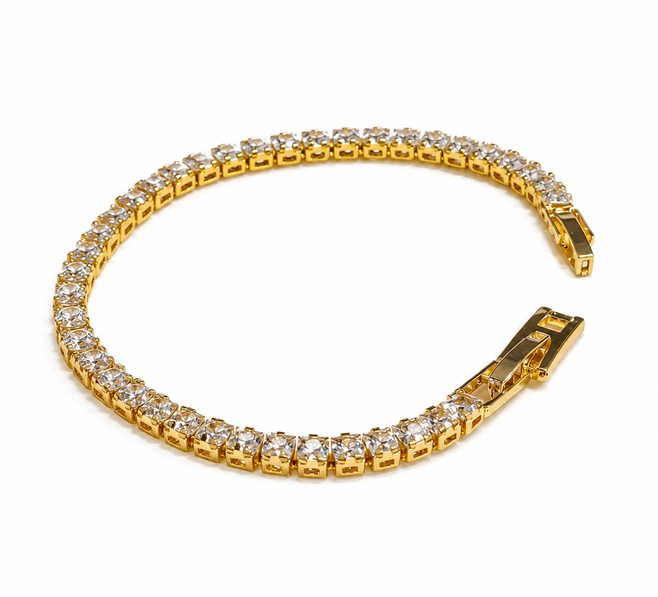 Gold Square-Cut Tennis Bracelet