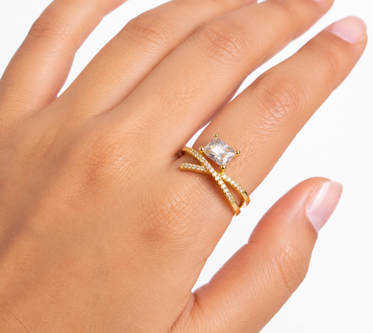 Crystal Cross Ring