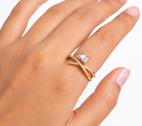 Crystal Cross Ring