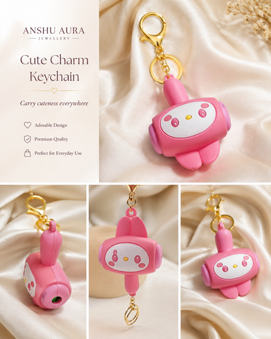Cute Pink Cartoon Keychain – Premium Bag & Key Charm