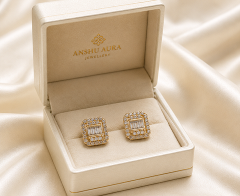 Royal Radiance Square Crystal Stud Earrings